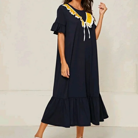 NEW Ruffle Trim Smock Dress - Picture 3 of 6